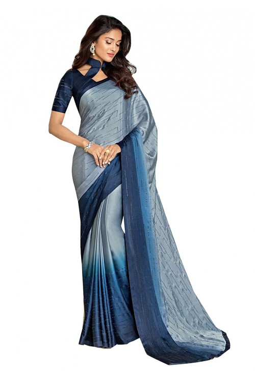 Vishal Prints Satin with Blouse Piece Saree WITH STONE WORK