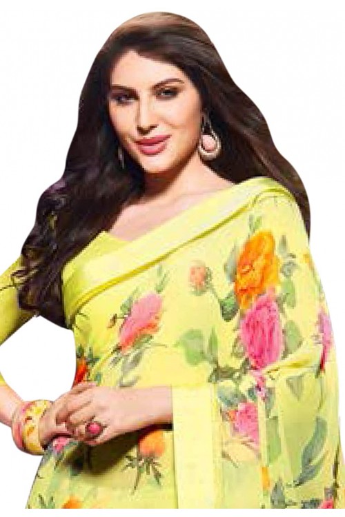 Vishal Prints georgette with blouse piece Saree