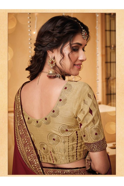  Women's Zari Resham Embroidered Silk Saree with Rich Blouse