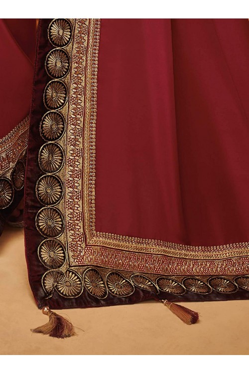  Women's Zari Resham Embroidered Silk Saree with Rich Blouse