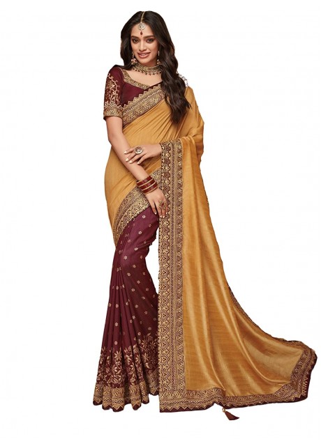 Women's Silk Zari Embroidered Saree with Blouse