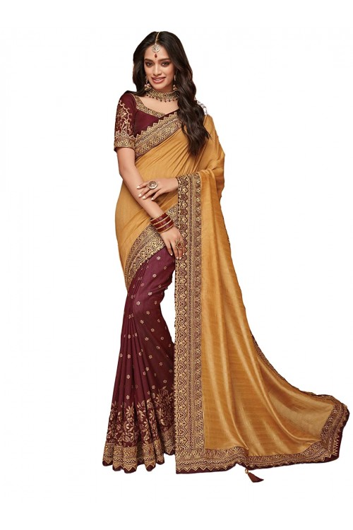 Women's Silk Zari Embroidered Saree with Blouse