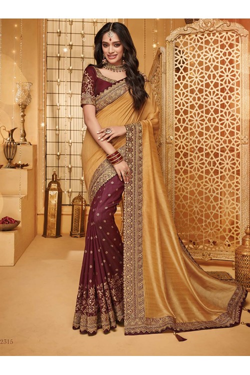 Women's Silk Zari Embroidered Saree with Blouse