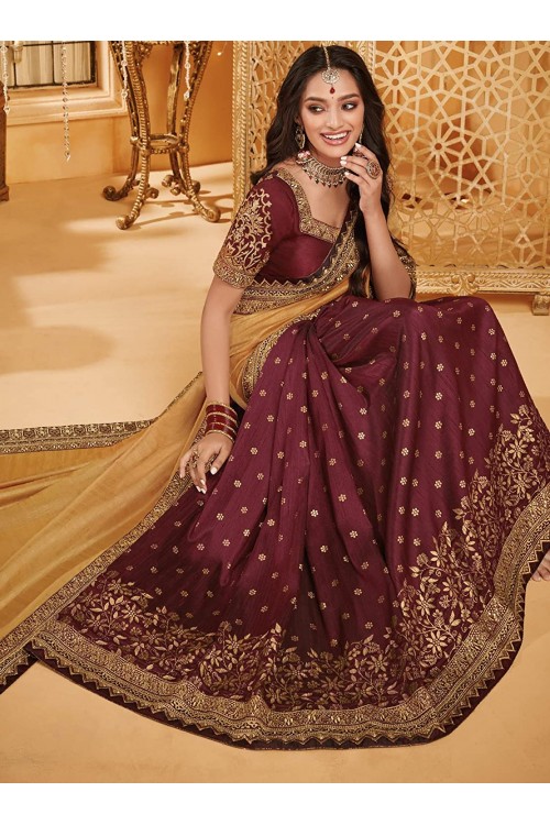 Women's Silk Zari Embroidered Saree with Blouse