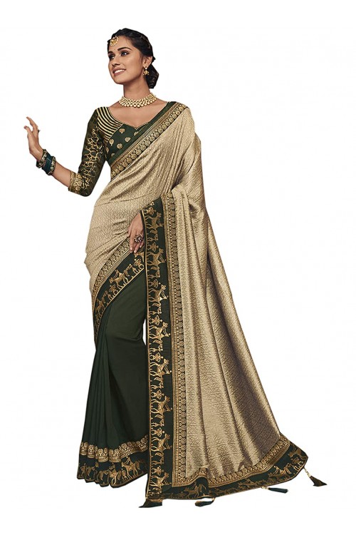 Women's Zari Resham Embroidered Silk Saree with Rich Design Blouse