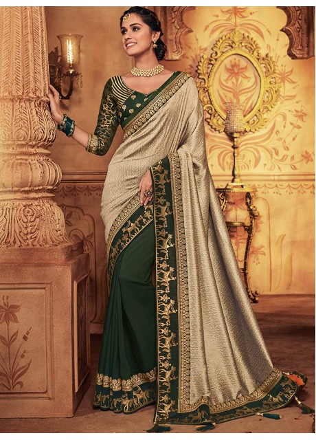 Women's Zari Resham Embroidered Silk Saree with Rich Design Blouse
