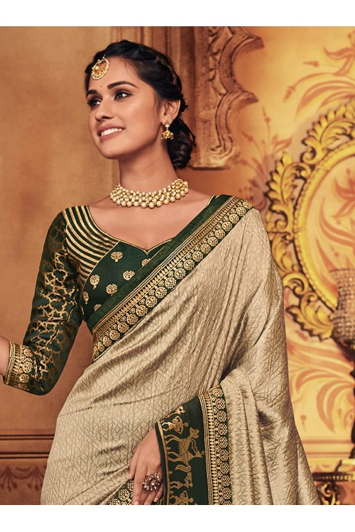 Women's Zari Resham Embroidered Silk Saree with Rich Design Blouse